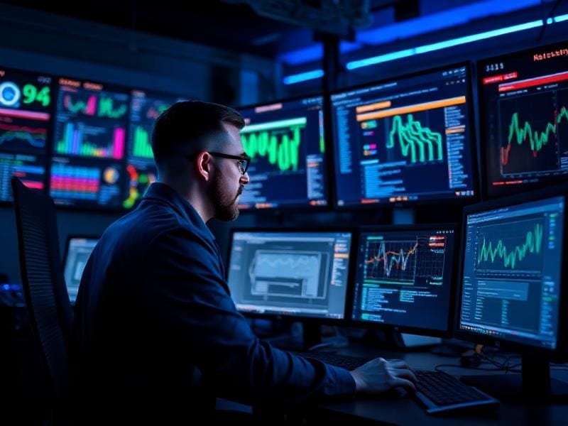 Cybersecurity master Program student working 